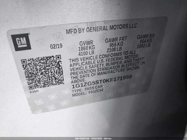 2019 CHEVROLET MALIBU 1G1ZG5ST0KF171959 Photo 8
