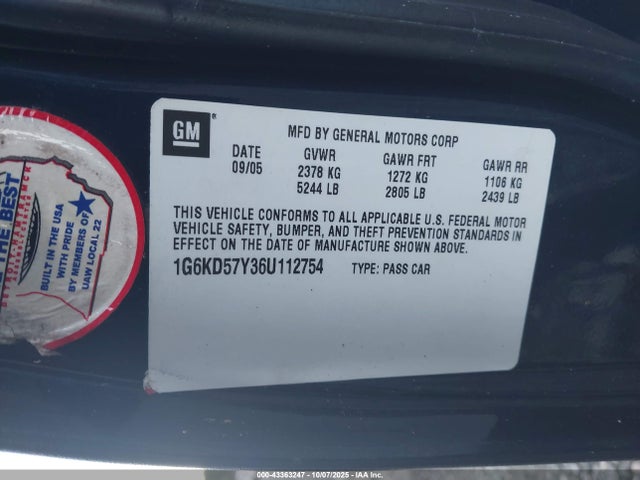 2006 CADILLAC DTS 1G6KD57Y36U112754 Photo 8