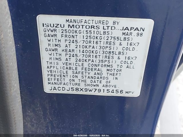 1998 ISUZU TROOPER JACDJ58X9W7915456 Photo 8