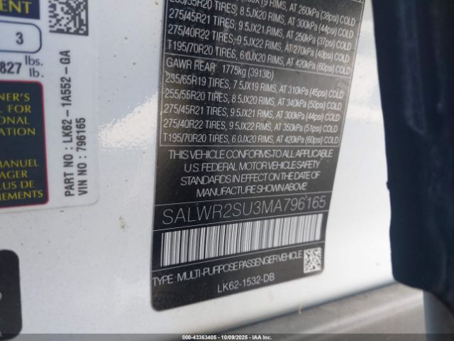 2021 LAND ROVER RANGE ROVER SPORT SALWR2SU3MA796165 Photo 8