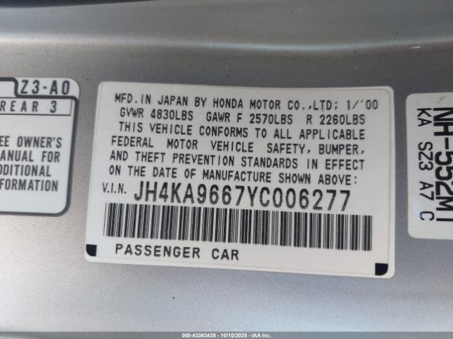 2000 ACURA RL JH4KA9667YC006277 Photo 8