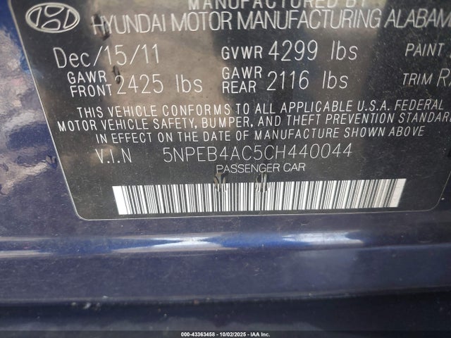 2012 HYUNDAI SONATA 5NPEB4AC5CH440044 Photo 8