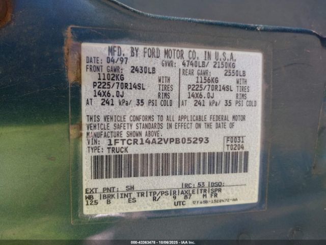 1997 FORD RANGER 1FTCR14A2VPB05293 Photo 8