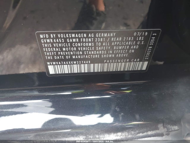 Volkswagen 2019 2019 WVWVA7AUXKW227449 Image 9