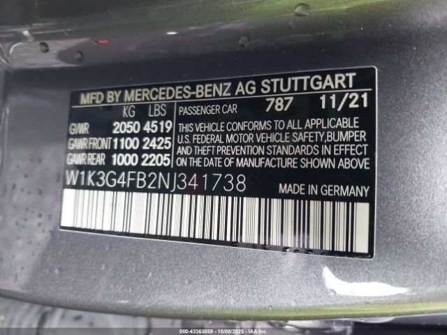 2022 MERCEDES-BENZ A 220 W1K3G4FB2NJ341738 Photo 8