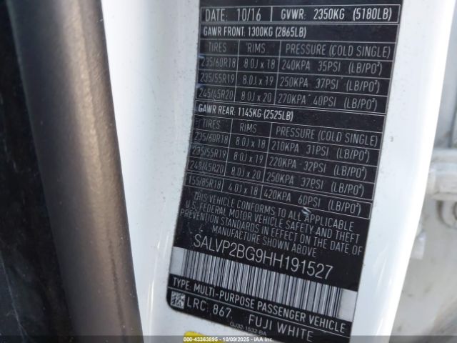 2017 LAND ROVER RANGE ROVER EVOQUE SALVP2BG9HH191527 Photo 8