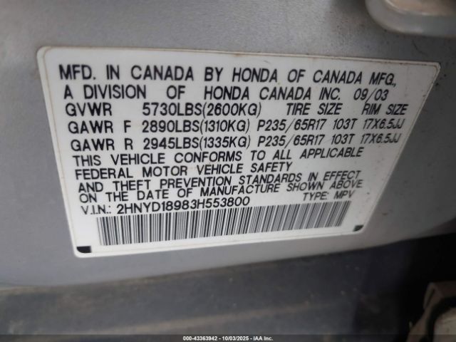 2003 ACURA MDX 2HNYD18983H553800 Photo 8