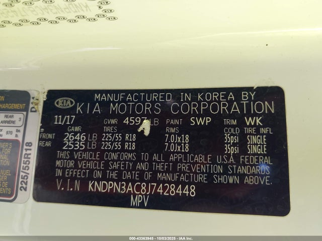 KIA gdi theta ii 2018 KNDPN3AC8J7428448 Image 9