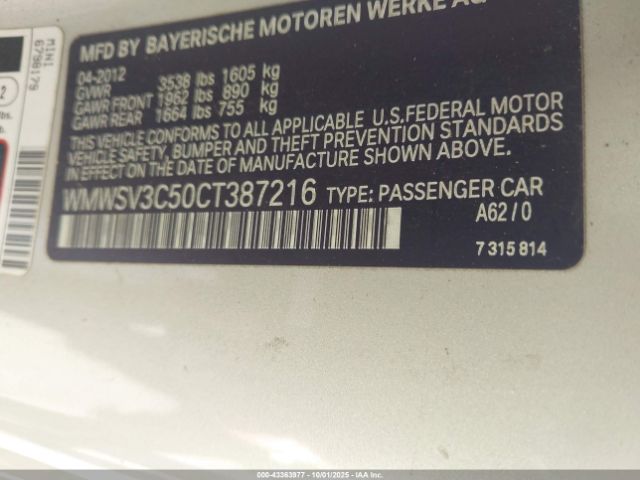 2012 MINI COOPER S WMWSV3C50CT387216 Photo 8