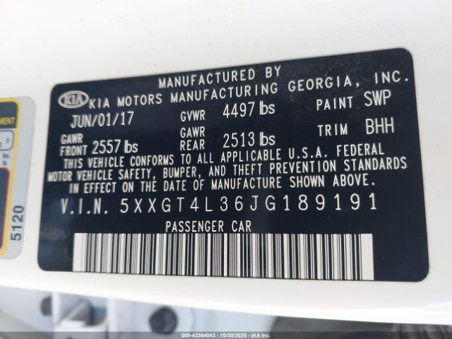 2018 KIA OPTIMA 5XXGT4L36JG189191 Photo 8