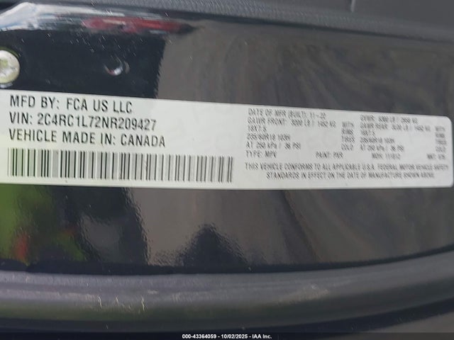 Chrysler 2022 2022 2C4RC1L72NR209427 Image 9