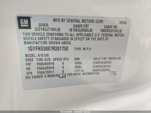 2007 CADILLAC ESCALADE 1GYFK63887R281750 Photo 8