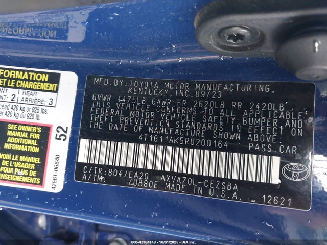 4T1G11AK5RU200164 Toyota a25a-fks