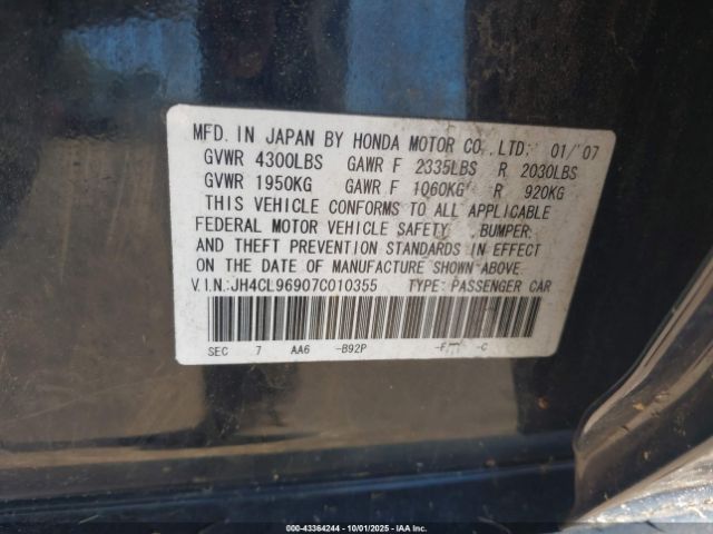 2007 ACURA TSX JH4CL96907C010355 Photo 8