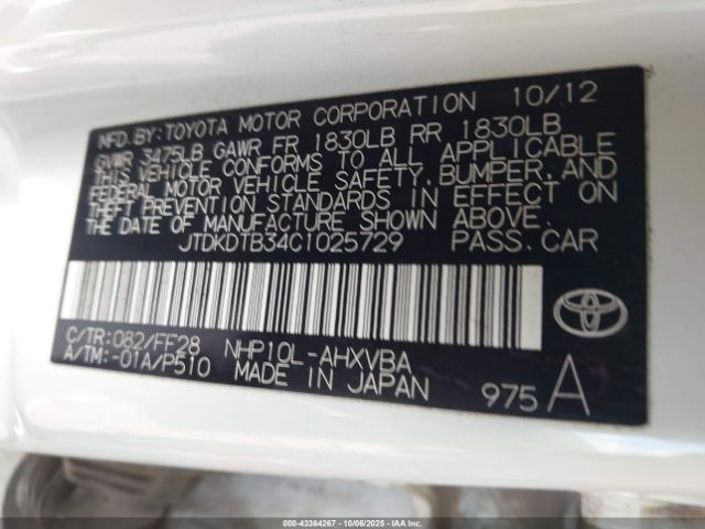 2012 TOYOTA PRIUS C JTDKDTB34C1025729 Photo 8