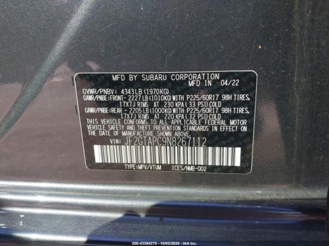 2022 SUBARU CROSSTREK JF2GTAPC9N8267112 Photo 8