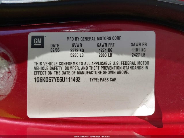 2006 CADILLAC DTS 1G6KD57Y56U111492 Photo 8