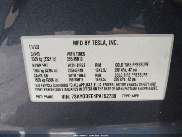 2023 TESLA MODEL Y 7SAYGDEE4PA192738 Photo 8