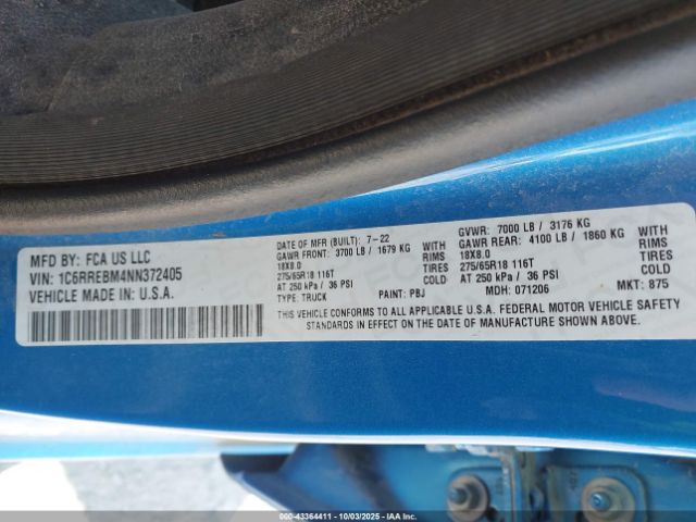 2022 RAM 1500 1C6RREBM4NN372405 Photo 8