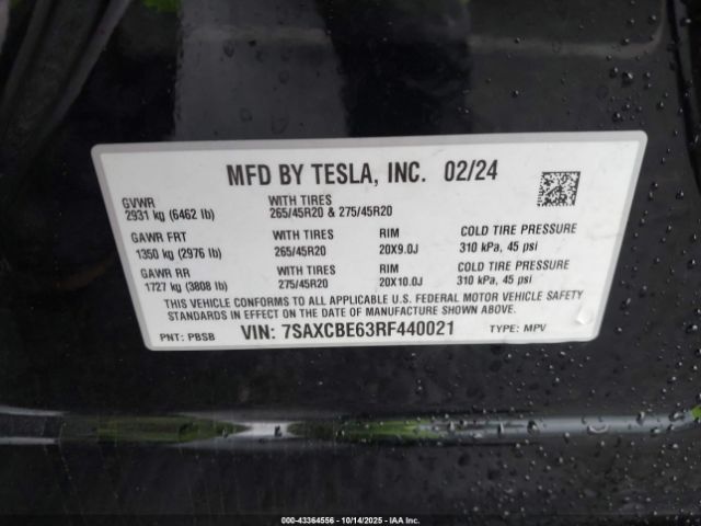 2024 TESLA MODEL X 7SAXCBE63RF440021 Photo 8