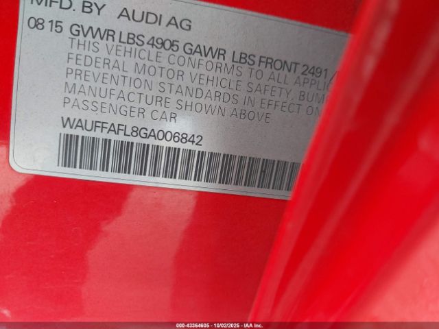 2016 AUDI A4 WAUFFAFL8GA006842 Photo 8