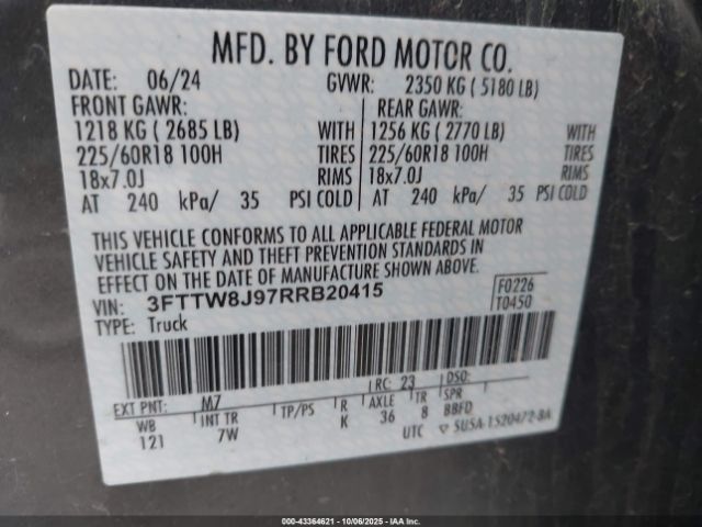 2024 FORD MAVERICK 3FTTW8J97RRB20415 Photo 8