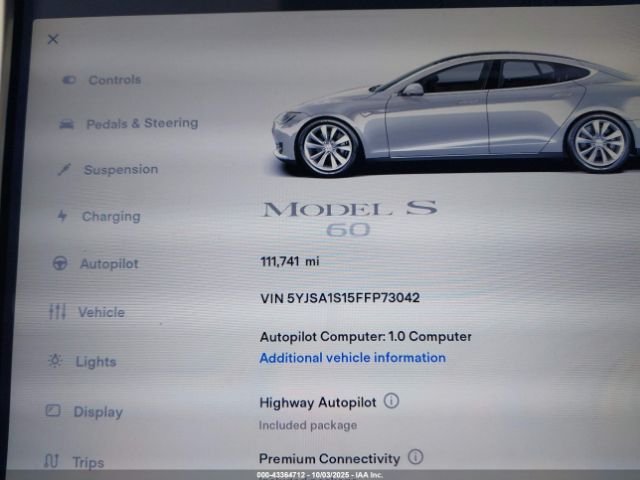 2015 TESLA MODEL S 5YJSA1S15FFP73042 Photo 6