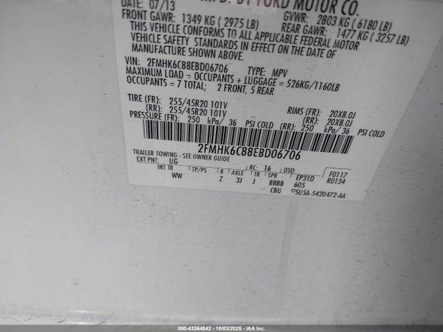 Ford 2014 2014 2FMHK6C88EBD06706 Image 9