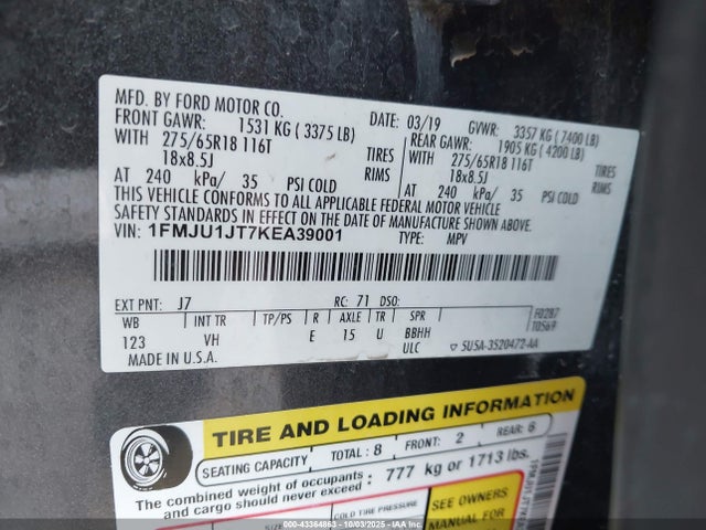 1FMJU1JT7KEA39001 Ford 3.5l gtdi