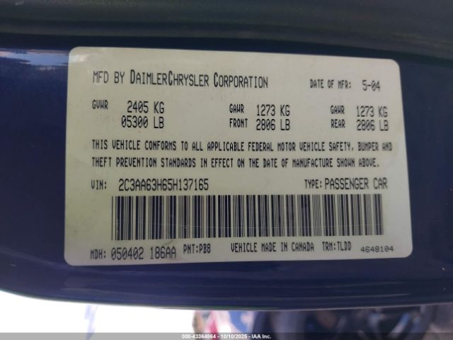 2005 CHRYSLER 300C 2C3AA63H65H137165 Photo 8