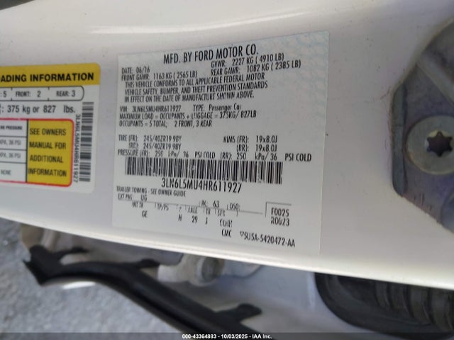 3LN6L5MU4HR611927 Lincoln Mkz Hybrid Reserve