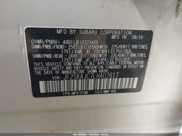 2020 SUBARU FORESTER JF2SKAJC7LH402817 Photo 8