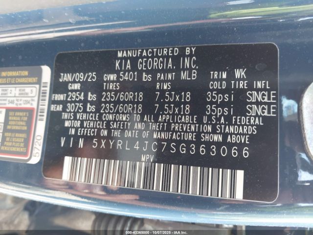 2025 KIA SORENTO 5XYRL4JC7SG363066 Photo 8