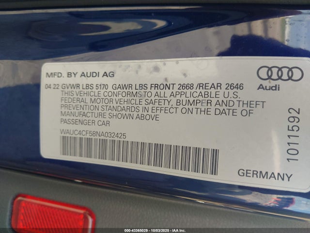 2022 AUDI S5 WAUC4CF58NA032425 Photo 8