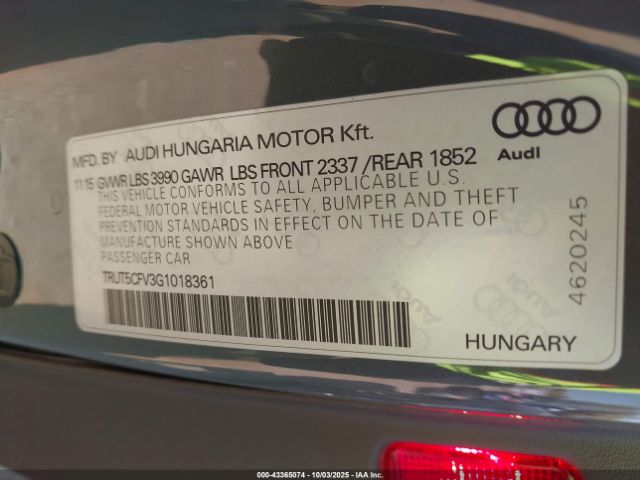 2016 AUDI TT TRUT5CFV3G1018361 Photo 8