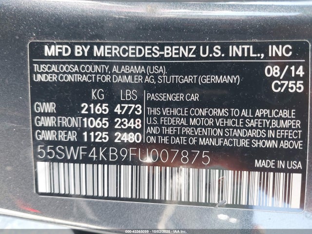 Mercedes-Benz C-Class 2015 55SWF4KB9FU007875 Image 9