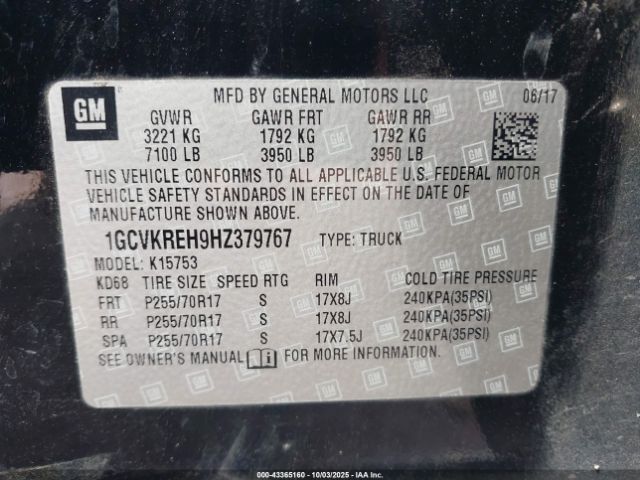 2017 CHEVROLET SILVERADO 1500 1GCVKREH9HZ379767 Photo 8