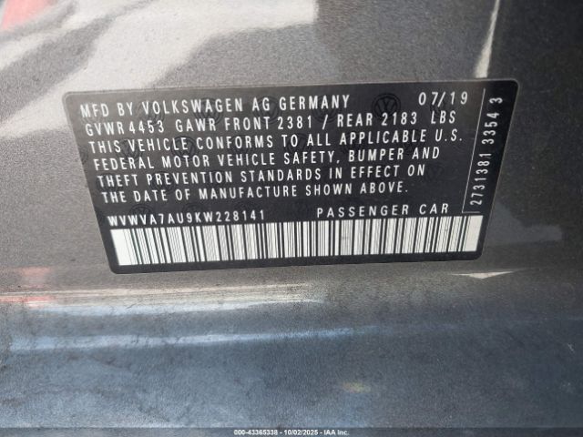 2019 VOLKSWAGEN GOLF R WVWVA7AU9KW228141 Photo 8