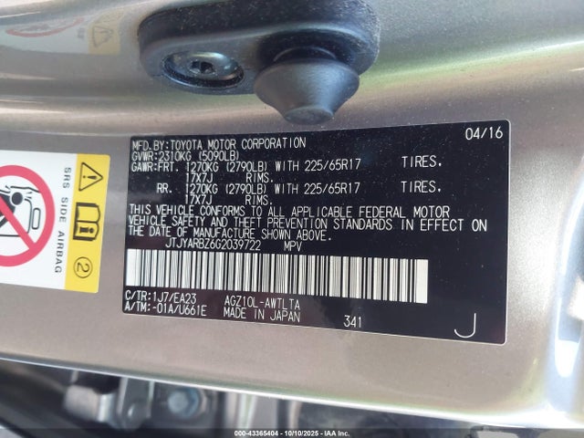 Aukcja sprzedaży 2016 Lexus Nx 200t F Sport, vin: JTJYARBZ6G2039722, numer aukcji: 43365404