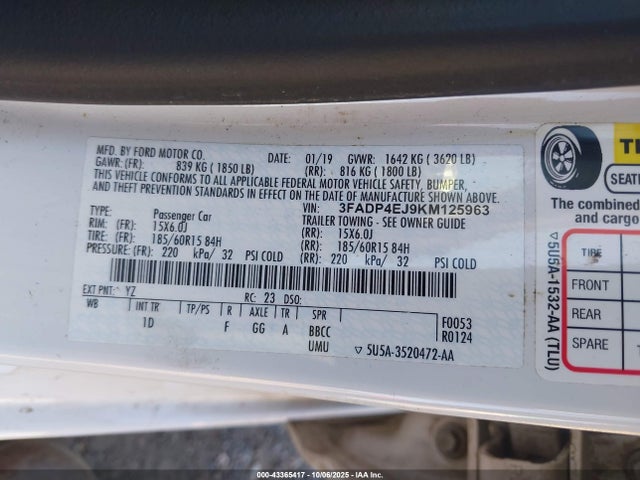 3FADP4EJ9KM125963 Ford 2019