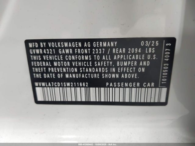 2025 VOLKSWAGEN GOLF GTI WVWLA7CD1SW211662 Photo 8