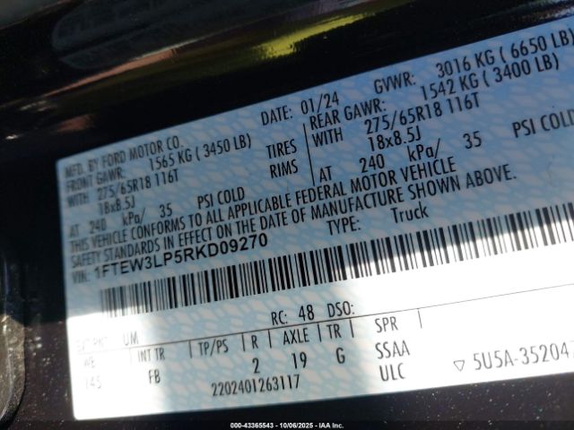 2024 FORD F-150 1FTEW3LP5RKD09270 Photo 8