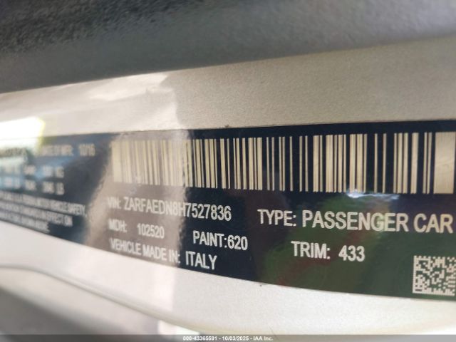 2017 ALFA ROMEO GIULIA ZARFAEDN8H7527836 Photo 8