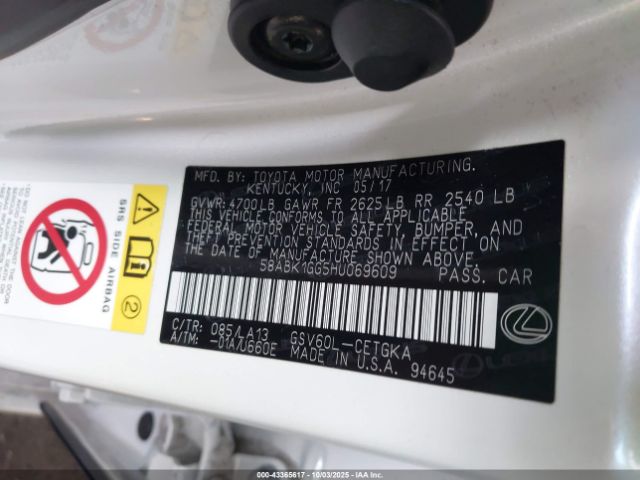 2017 LEXUS ES 350 58ABK1GG5HU069609 Photo 8