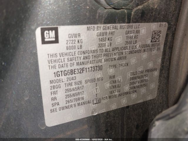 2015 GMC CANYON 1GTG6BE32F1173730 Photo 8