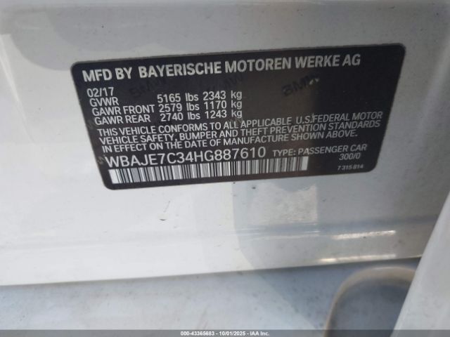 2017 BMW 540I WBAJE7C34HG887610 Photo 8