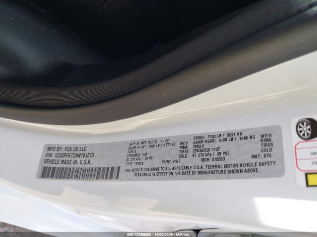 2022 RAM 1500 1C6SRFKT2NN101213 Photo 8