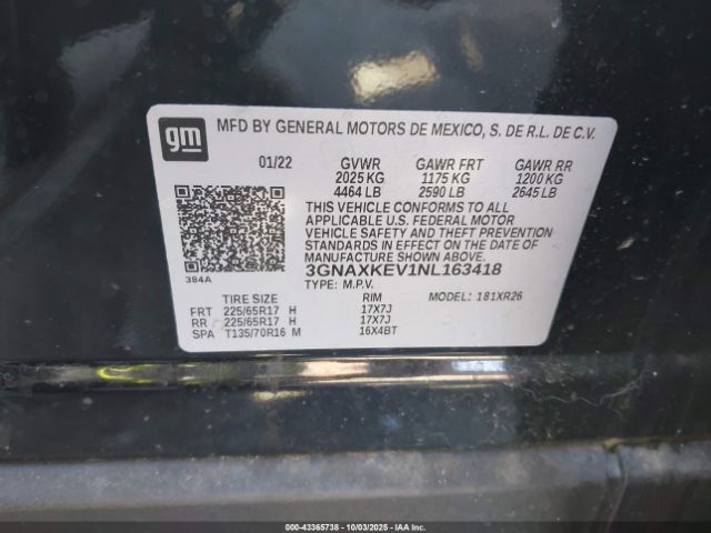 2022 CHEVROLET EQUINOX 3GNAXKEV1NL163418 Photo 8