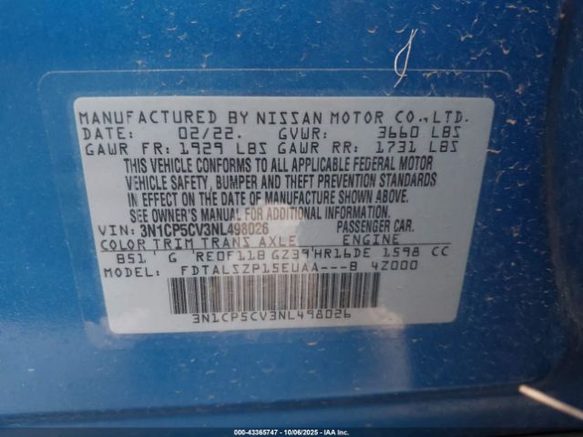 2022 NISSAN KICKS 3N1CP5CV3NL498026 Photo 8