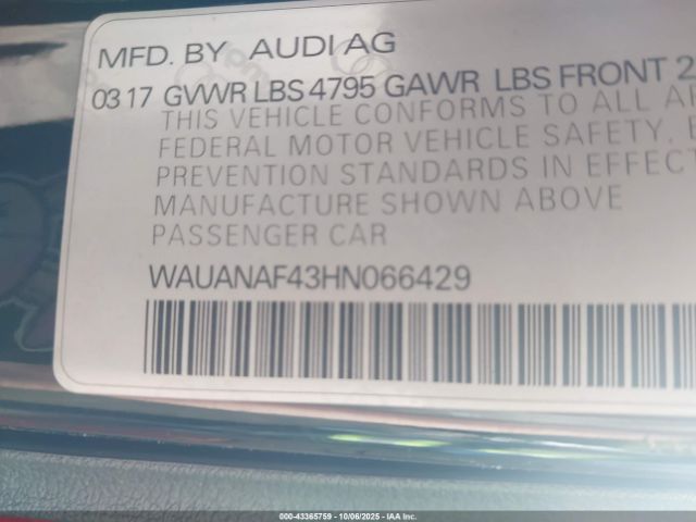 2017 AUDI A4 WAUANAF43HN066429 Photo 8